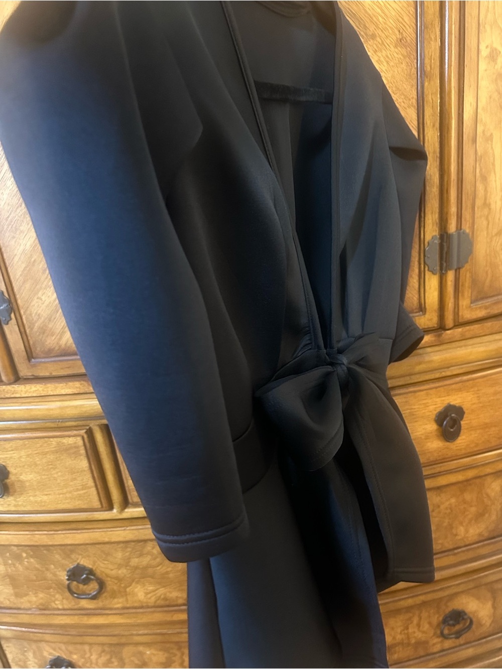 Forever 21 Black Scuba Bow Tie Peplum Jacket Large NWOT - Picture 7 of 16
